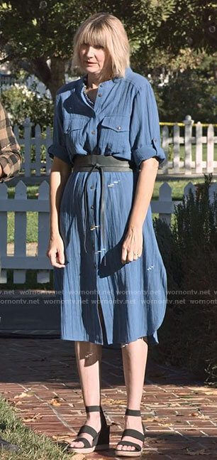Maria's blue shirtdress on Maggie