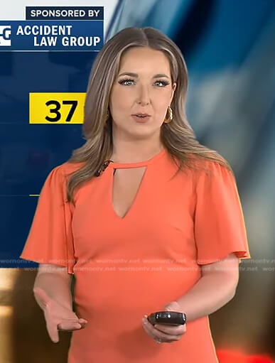 Megan Thompson's orange keyhole dress on Good Morning America