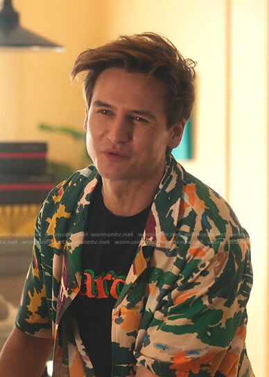 Michael's multicolor camo print shirt on Everythings Trash