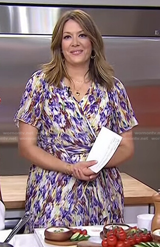 Michelle Collins's abstract print wrap dress on Today