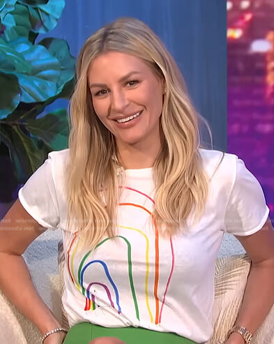 Morgan's rainbow print tee on E! News Nightly Pop