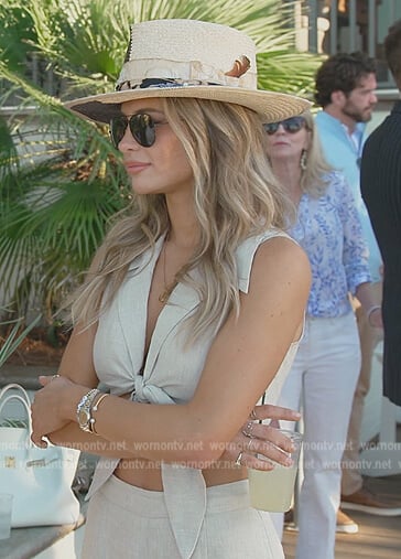 Naomi's linen tie waist crop top on Southern Charm