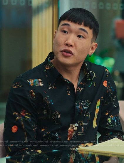 Nicholas's black drawing print shirt on Loot