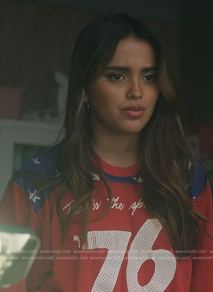 Noa's red 76 top on Pretty Little Liars Original Sin