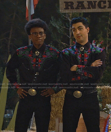 Noah and Parker's black floral western shirt on Bunkd