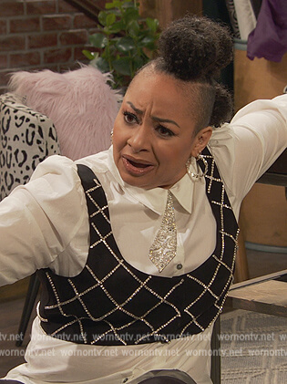 Raven's white embellished layered top on Ravens Home