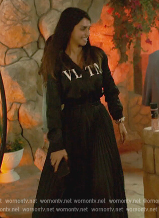 Sara's black VLTN logo shirtdress on The Real Housewives of Dubai
