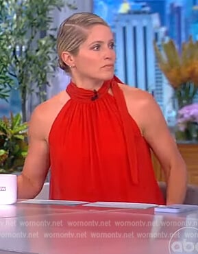 Sara's red silk halter neck top on The View