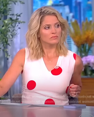 Sara's white polka dot print dress on The View