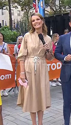 Savannah's beige tie waist dress on Today