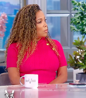 Sunny's pink button embellished top on The View