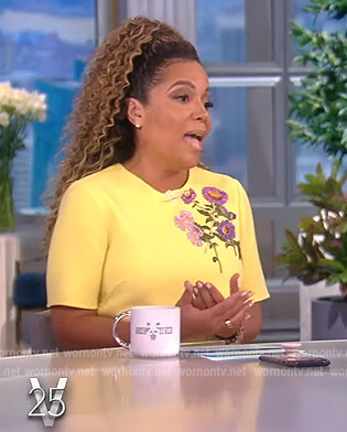 Sunny's yellow floral embroidered dress on The View