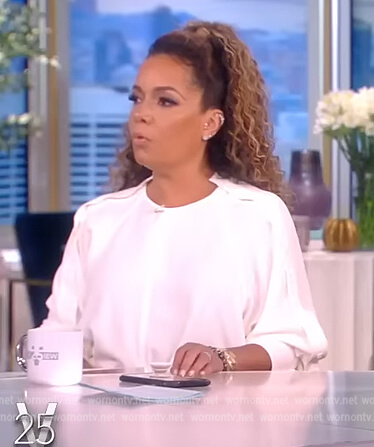 Sunny's white button sleeve dress on The View