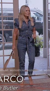 Tamra's denim puff sleeve jumpsuit on The Real Housewives Ultimate Girls Trip