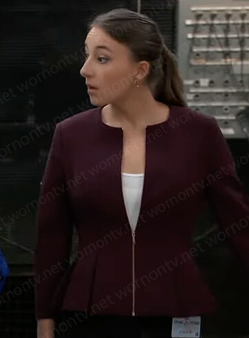 Burgundy zip jacket on General Hospital