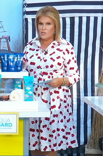 Tory Johnson's white cherry print belted dress on Good Morning America