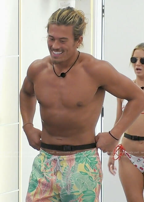 Tyler's pastel floral shorts on Love Island USA