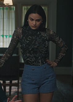 Veronica's mesh printed top on Riverdale