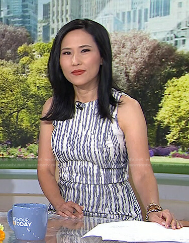Vicky's sleeveless print tweed dress on Today