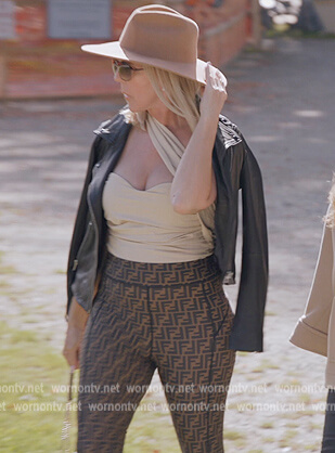 Vicki's brown monogram leggings on The Real Housewives Ultimate Girls Trip