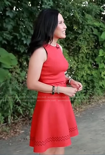 Vicky's red scalloped ribbed dress on Today