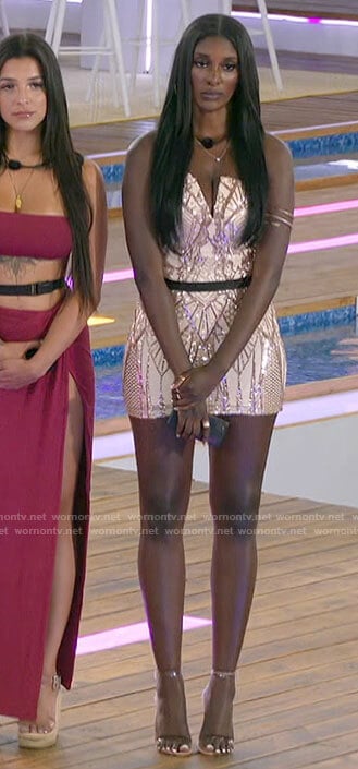Zeta's sequin strapless dress on Love Island USA