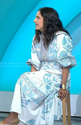 Jacqui Gifford's white and blue floral dress on Today
