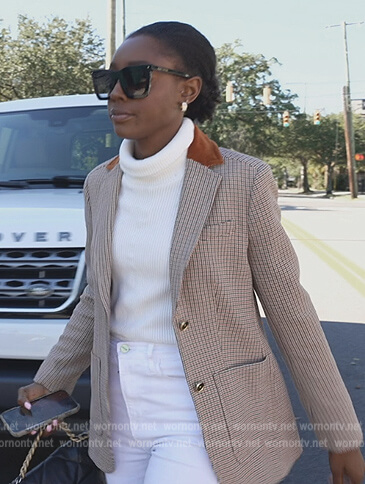 Venita's check blazer with velvet collar on Southern Charm