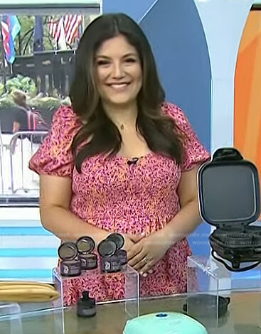 Adrianna's pink print smocked dress on Today