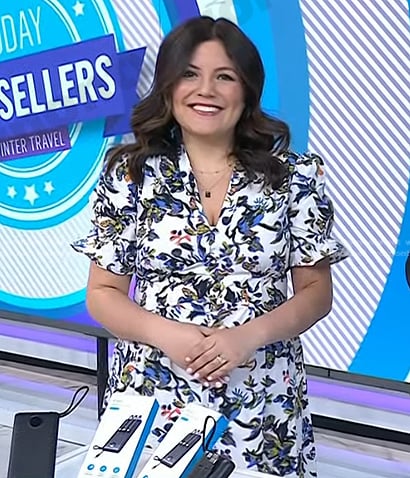 Adrianna’s white floral button front dress on Today