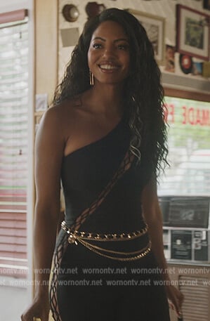 Alexandra Cabot's black lace-up inset jumpsuit on Riverdale