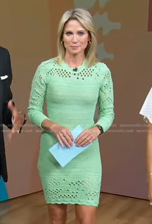 Amy's green knit mini dress on Good Morning America