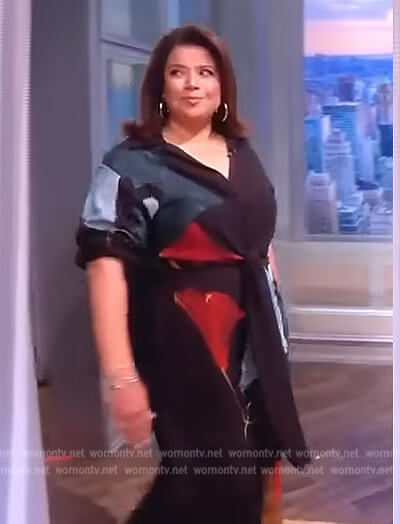 Ana's black floral print wrap dress on The View