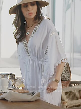 Nina's white lace trim dress on The Real Housewives of Dubai