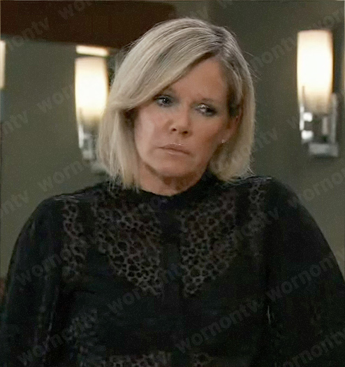 Ava's black sheer heart blouse on General Hospital