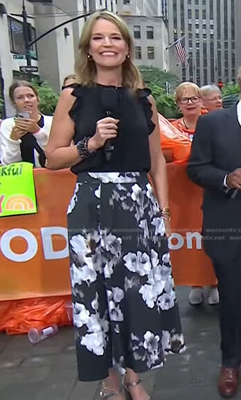 Savannah's black top and floral skirt on Today