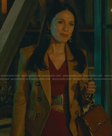 Bianca's beige leather blazer on Good Trouble