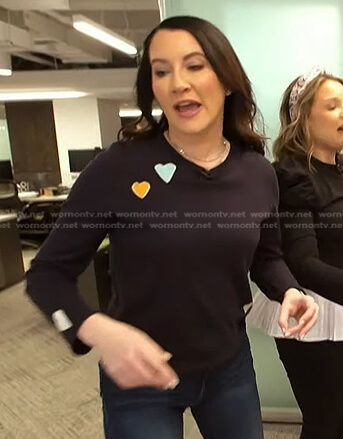 Clea Shearer's navy heart sweater on Today