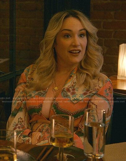 Davia's pink floral wrap dress on Good Trouble