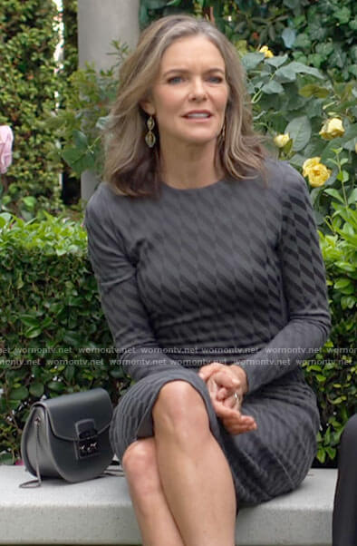 Diane's gre geometric print long sleeved dress on The Young and the Restless