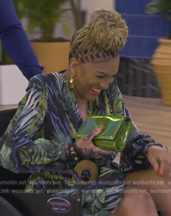 Drew's tropical print mini dress on The Real Housewives of Atlanta