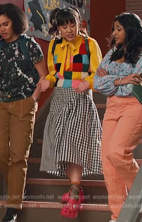 Eleanor's gingham check skirt on Never Have I Ever