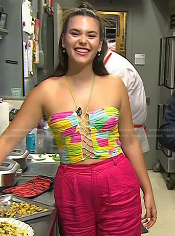 Elena Besser's multicolor lace-up top on Today