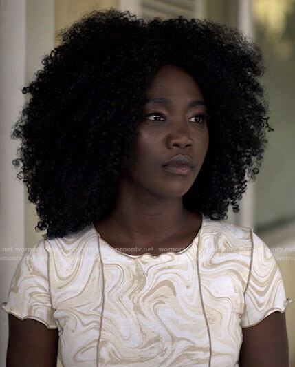 Elise's marble print top on American Horror Stories
