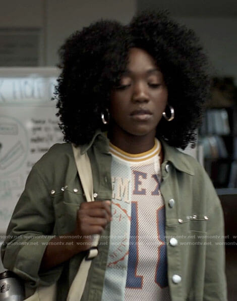 Elise's mesh patchwork top on American Horror Stories