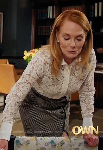 Lisa's plaid button down skirt on All Rise