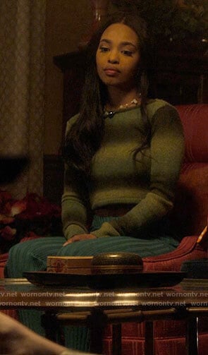 Faran's green ombre cropped sweater on Pretty Little Liars Original Sin