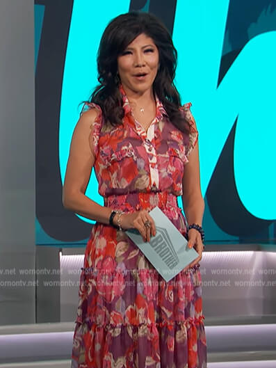 Julie's purple floral ruffle dress