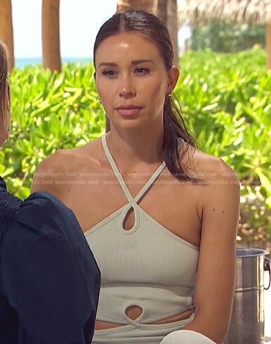 Gabby's light green ribbed cutout dress on The Bachelorette