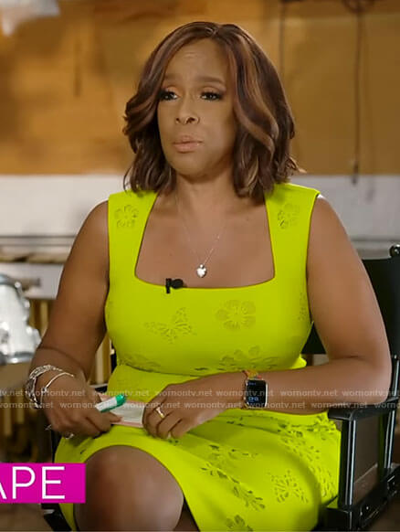 Gayle King's lime flower and butterfly dress on CBS Mornings